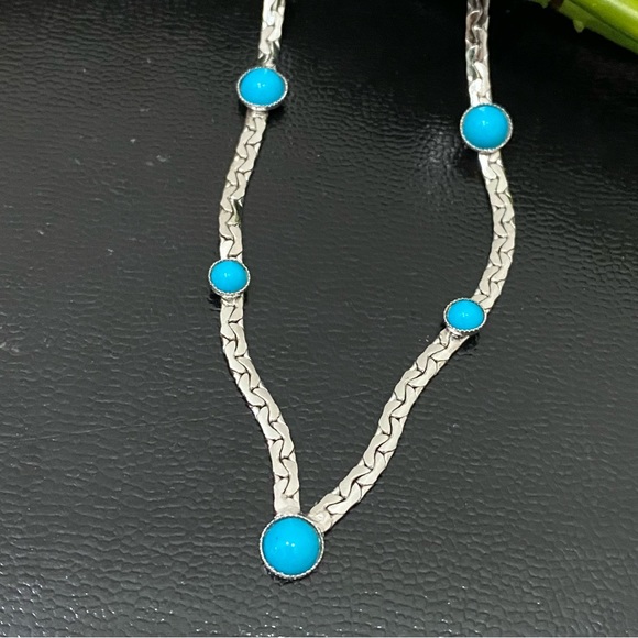 SARAH COVENTRY “Summer Skies”Faux Turquoise Micro Cabochon Silver-tone Necklace - Picture 7 of 12